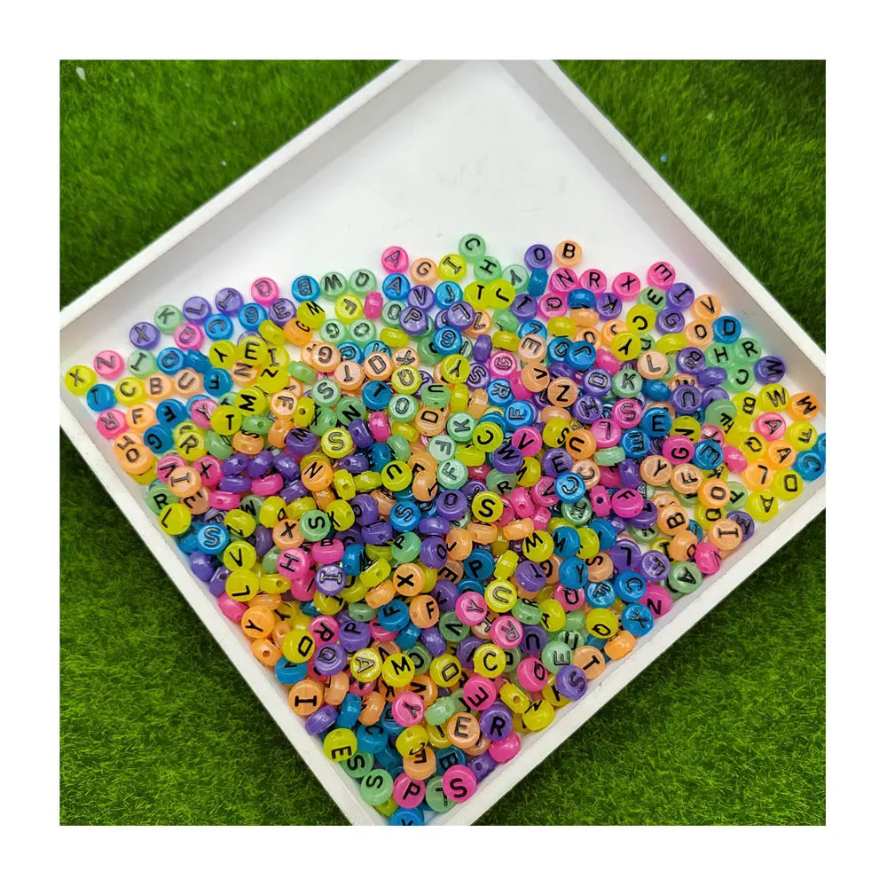 Best Price 100PCS 10MM Oval Round Colorful Black A-Z Letters Plastic Alphabetical Beads for Bracelet Necklace Hair Accessories