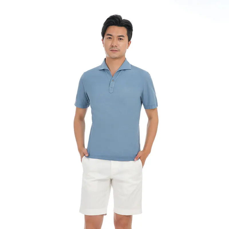MTM Custom Summer Polo Shirt for Men Loose Fit Breathable Short-Sleeved T-Shirt Tailor-Made Casual Style With Solid Pattern