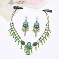 Bohemian Natural Stone Cosplay Headband Earrings Set Ethnic Style Handmade Women Hairband Jewelry