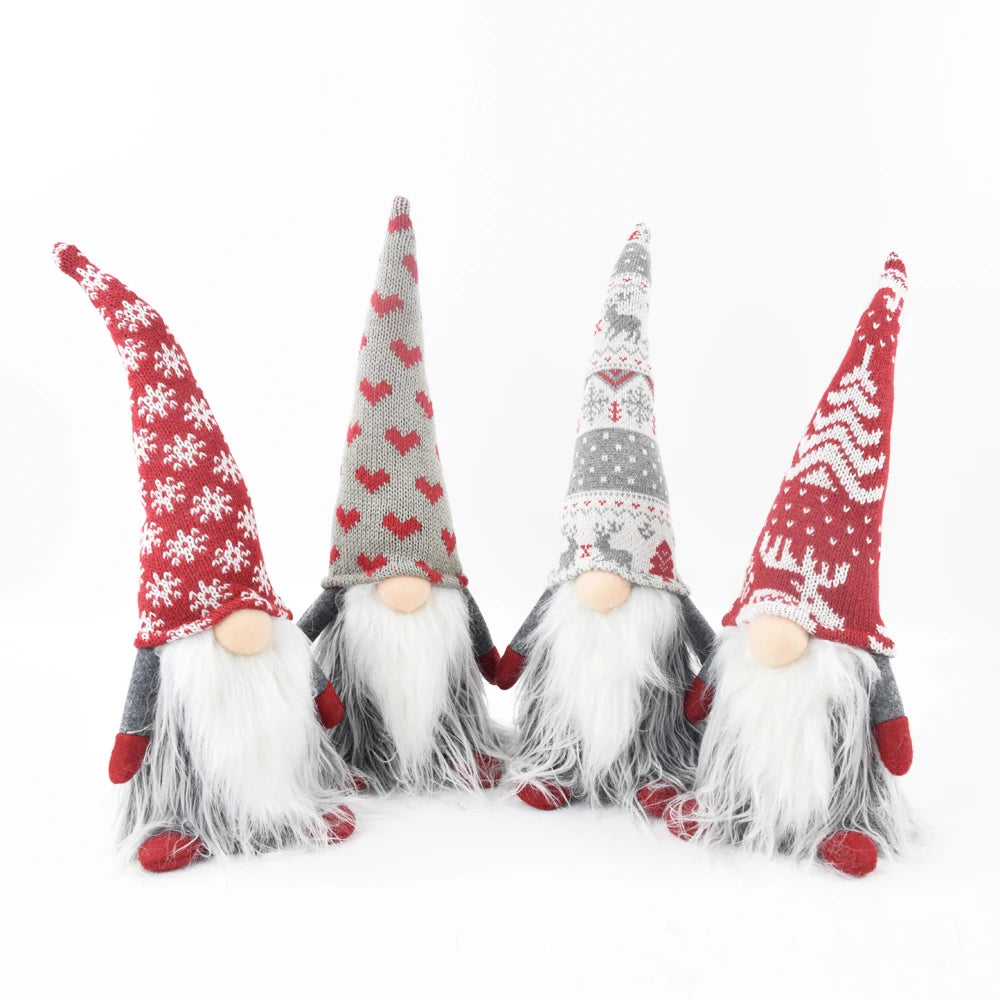 Boheng Wholesale Knitted Hat Fabric Tomte Gonk Ornament Noel Christmas Plush Stuffed Gnome Decor