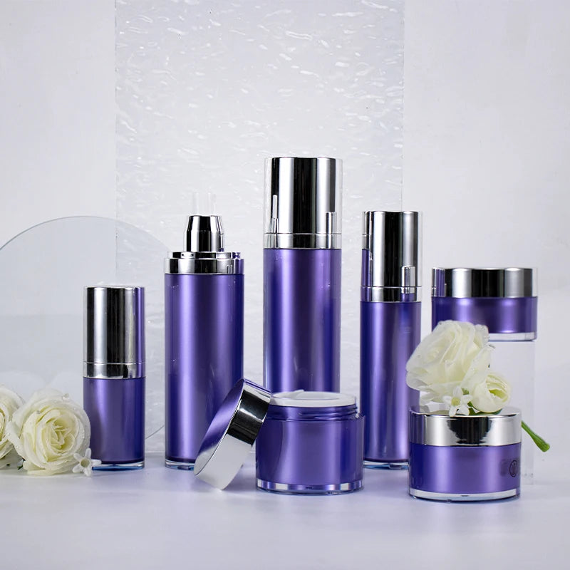 Custom 20ml 30ml 50ml 100ml Acrylic Cosmetics Packaging Bottle Pump Plastic Bottle Lotion Cream Tank Reusable Skin Care Set