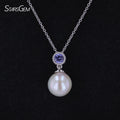Starsgem Platinum Pendant Cornflower Blue Sapphire Pendant Gemstone Pearl Platinum Pendant Necklace