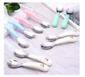18/10 Stainless Steel Cartoon Spoon and Fork Set 2pcs Eco-Friendly Children's Cutlery with Holder