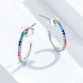 Huitan Newest Wholesale Shiny Hook Multi Color Rectangular CZ Zircon Fashion Jewelry Sliver Bohemian Earrings Hoop for Women