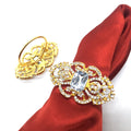 Rhinestone Golden Metal Napkin Ring for American Wedding Accessories Party Decorations