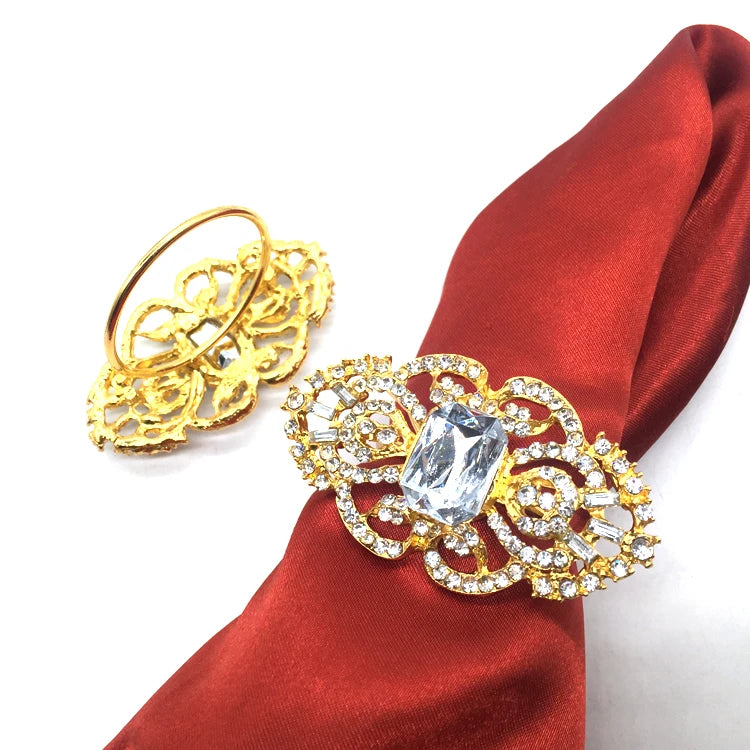 Rhinestone Golden Metal Napkin Ring for American Wedding Accessories Party Decorations