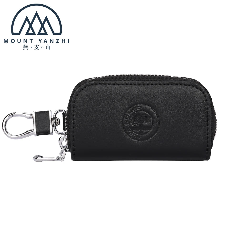 Promotional Gift Unisex Durable Embossed Leather Zinc Alloy Customized Pattern Simple Car Key Storage Bag Portable Zipper