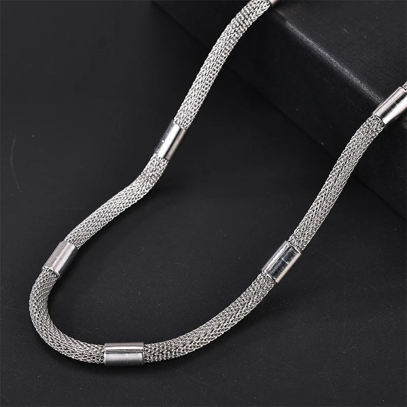 Men's Simple Hip Hop Stainless Steel Necklace with Trendy Cylindrical Pendant Gold Plated Chains for Gift