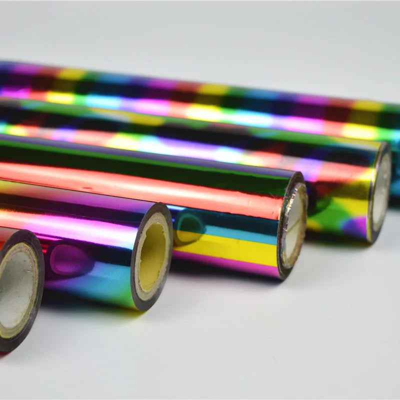 Generic PET Metallic Gold Silver Rainbow Hot Stamping Foil Rolls 12-25 Micron Heat Transfer Laminator Sparkle Toner Reactive