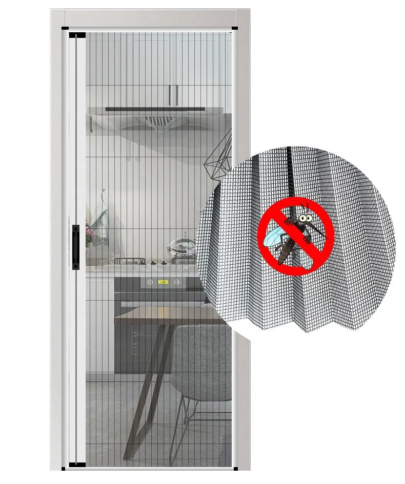 Modern Design Retractable Plisse Insect Screen Folding Pleated Fly Screen Door Aluminum Window Aluminium Door with Mosquito Net