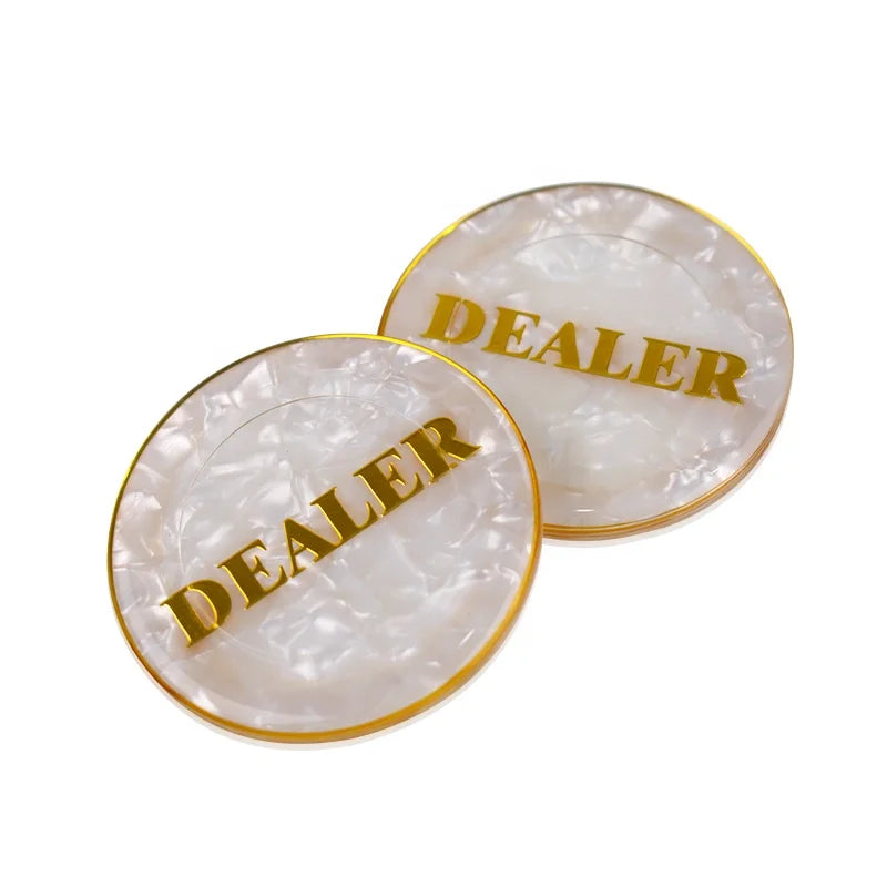 YH Casino Quality Colorful Bigger Golden Printing Casino Acrylic Custom Poker Dealer Button for Sale