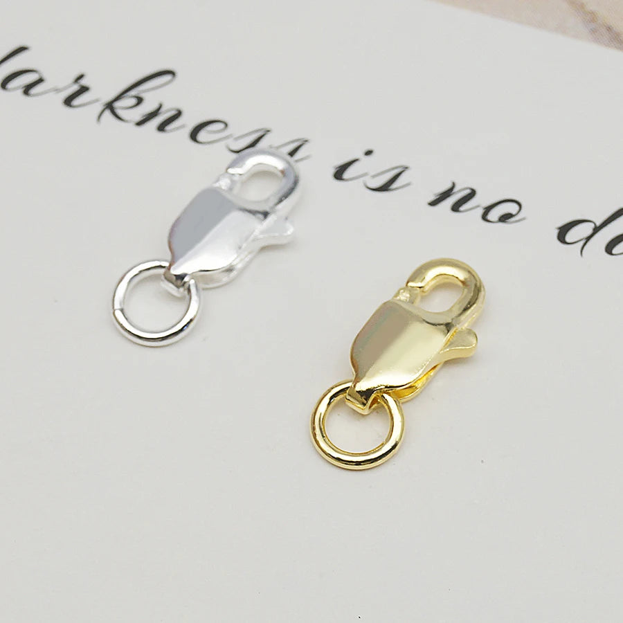 Wholesale 925 Silver Clasp Findings Rectangle Lobster Gold Plated Clasps for Jewelry Making End of Chain Accessories Women