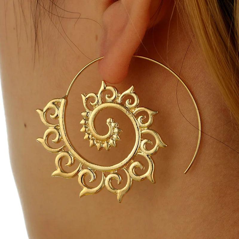 Gear Spiral Shape Stud Earring Female Jewelry Creative Geometric Circular Rotating Earrings