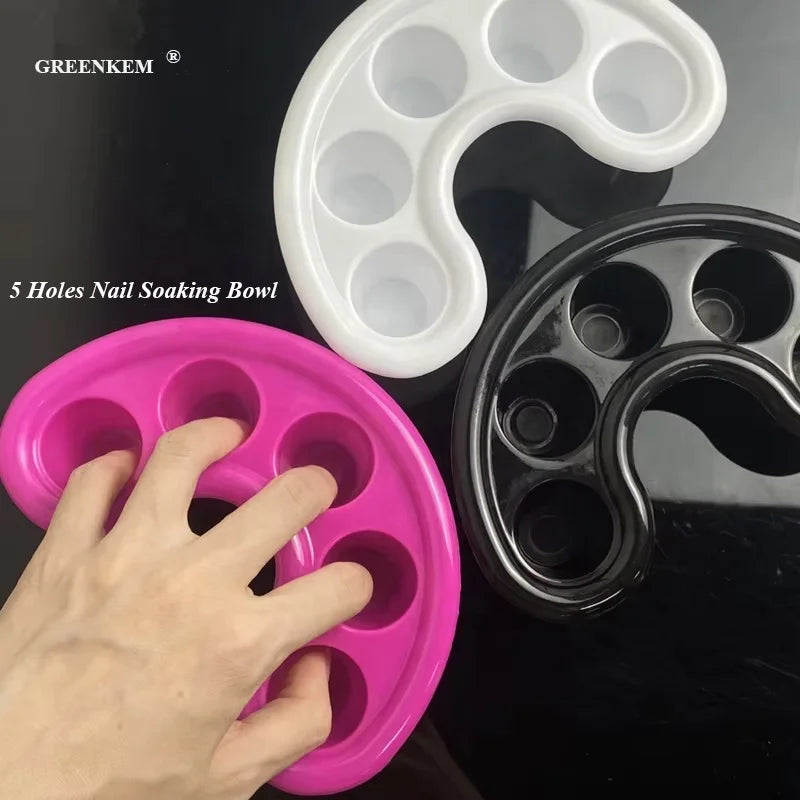 5 Holes Nail UV Gel Polish Remover Five Fingers Softening Dead Skin Special Tool Horny Care Bowl Nail Soaking Bowl