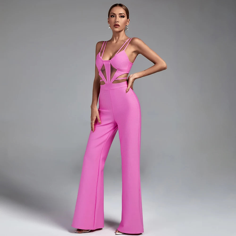 Ocstrade Women Elegant Sleeveless Jumpsuit Xs 2023 Elegante Mono Femenino Sexy Strappy Cutout Bandage Jumpsuits for Women