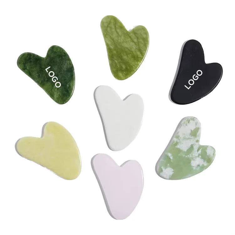 Facial Massager Tool Rollers Set Heart-shaped Pink Crystal Scraping Board Jade Facial Massage Roller Gua Sha