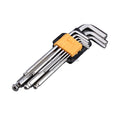 9pcs Hex Key Set Ball End Spanner 1.5~10mm Carbon Steel Nickel Plated Middle Long Metric Allen Key Wrench Set