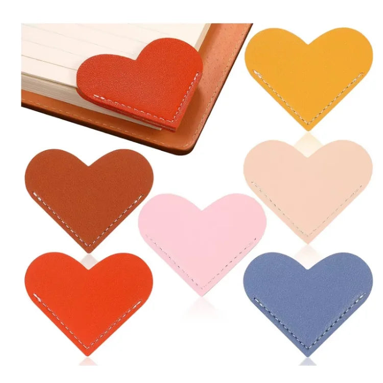 Cute Mini Leather Heart Page Corner Bookmark Reading Book Marker with Leather Crafts Accessory