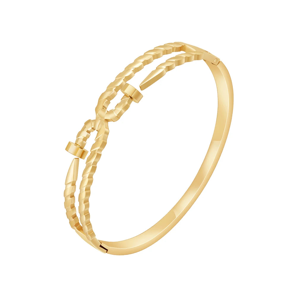 Latest 18K Gold Plated Stainless Steel Jewelry Geometric Nail T-Shaped Bangle Trendy for Women Accessories Bracelet B242396