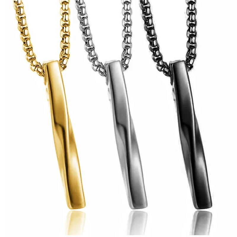 Fashion DIY Jewelry Stainless Steel bar Pendant Geometric Necklace Twisted Punk Titanium Steel Men Necklace Jewelry