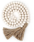 58in Wood Bead Garland with Tassels Art Deco Design Round Shape Living Room Decor for Anniversary
