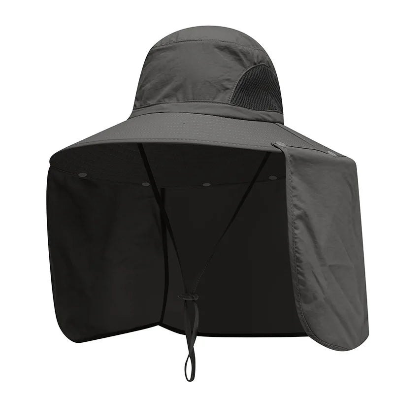 Summer Rich Colors Side Mesh Sun Hat Rich Colors Wide Brim Fishing Bucket Hats for Men Detachable with Side Strings