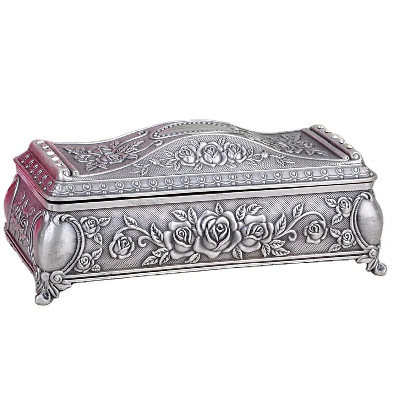 Vintage Creative Jewelry Storage Box High-End Diamond Inlaid Rectangular Household High-Capacity Jewelry Box Wholesale Ornaments