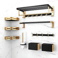 Black Gold Aluminum  | Anti-Rust Towel Rack Tissue Box Hooks Corner Shelf | Wall Mounted Luxury Bath Accessories