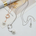 Minimalist Jewelry 925 Sterling Mother Long Cultured Floating 925 Silver and Pearl Necklace for Party