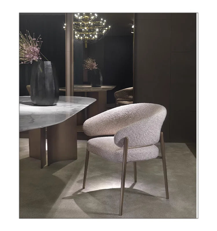 Modern White Fabric Dining Chairs for Apartment and Hotel Use-High Quality Home Dining Furniture