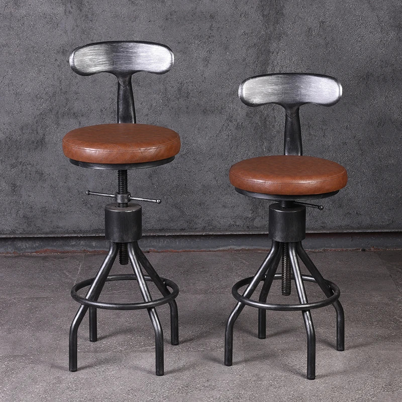 Retro Kitchen Island Bar Cafe Club Furniture Lifting Iron Upholstered Antique Bar Chair