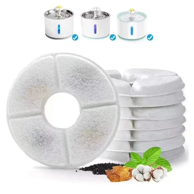 New Design 12-Pcs Silicone Activated Carbon Filter Water Fountain Replacement Automatic Pet Cat Water Fountain Filter Pack of 12
