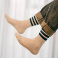 New Style Top Quality Men's Autumn Cotton Breathable Deodorant Casual Socks Chunk Thread Knitted Athletic 3 Stripes Crew Socks