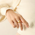 2022 New European and American Fashion Personality Stainless Steel 18K Gold Geometric Glossy Ring Women Spot Wholesale