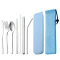 Customized Logo Stainless Steel Flatware Portable Reusable Cutlery Set Travel Utensils Set Including Cleaning Brush with Case