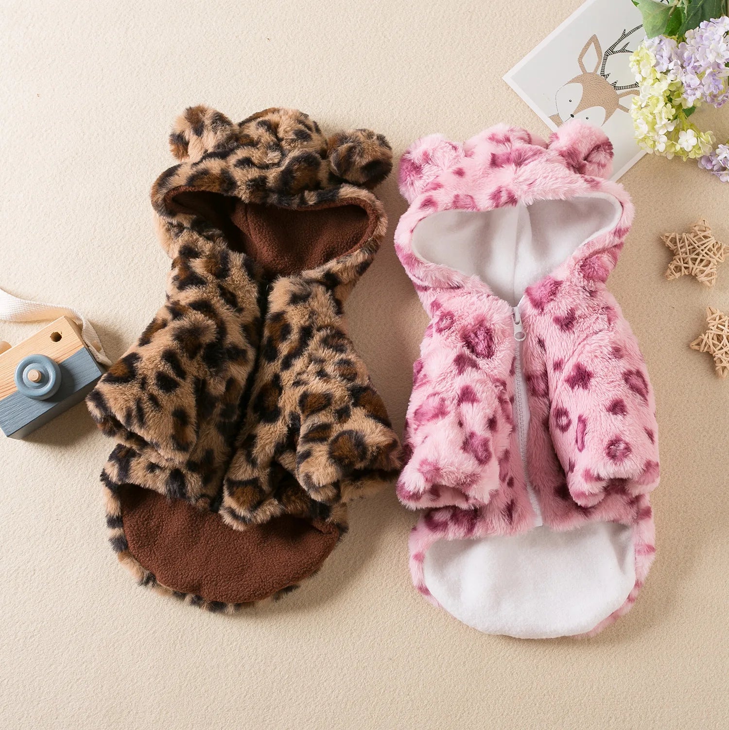 Wholesale Polyester Dog Clothes for Spring Autumn Thickened Warm Durable Windproof Fashionable Leopard Print Pet Jackets for