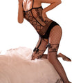 New Trends Women's Sexy Mesh Jumpsuit with Deep Hollow See-Through bodysuit Sequined Rhinestone One Piece Night Club Lingerie