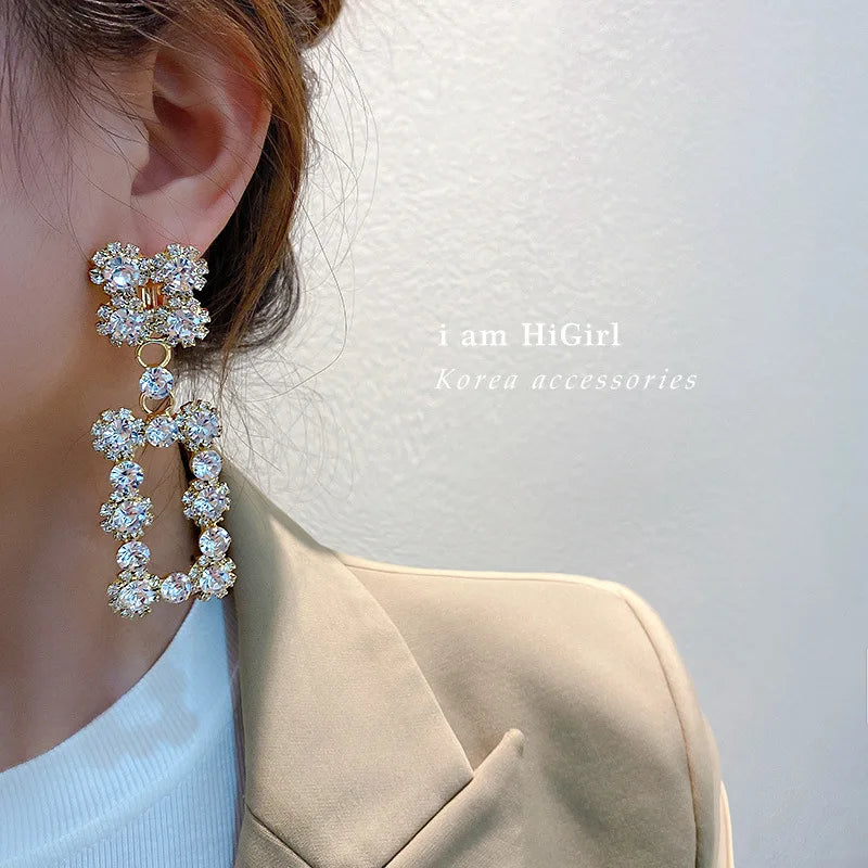 2025 Crystal Gold Plated Rhinestone Crystal Drop Stud Earrings Cubic Zircon Moissanite Diamond Earrings