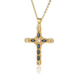 MIENTER New Product Diamond Cross Necklace Fashion Copper Luxury Women Collier Croix Jewelry Necklaces
