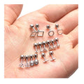 Stainless Steel Geometric Earrings Stud Heart Cross Star Triangle Moon Ball Disc CZ Cartilage Small Screw Flat Back Stud Earring
