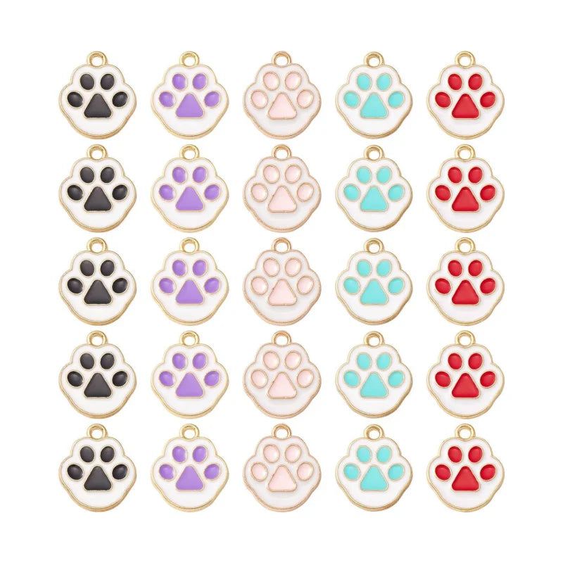 Paw Charms Enamel Cute Pet Paw Print Charms Dag Cat Paw Charms for DIYJewelry Craft Making