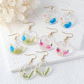 Handmade Dry Flower Dangle Earrings Hook Earrings 18k Gold Jewelry Pressed Flower Drop Earrings for Women