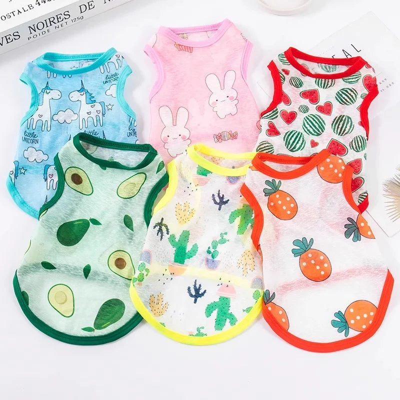 Wholesale Custom Pet Accessories Clothing Multi Pattern Style Super Thin All-season Fashion Clothes with Customized Logo Color