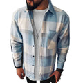 Autumn Single Pocket Long Sleeve Shirt Men Fashion Plaid Shirts Male Cotton Casual Men's Clothing Streetwear