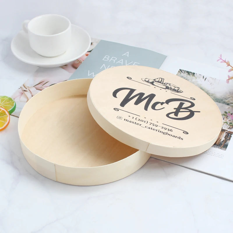 Round square Stamping Foil Poplar Gift Packaging Box Favor Box Eid Mubarak Wood Candy Box