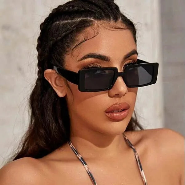 UNOC Vintage Brown Authentic Designer Sunglasses Small Retro Colored Plastic Square Full Rim UV400 Protection Transparent Unisex MegaBDM