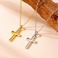 Elegant Non Tarnish Silver 18K Gold Plated Stainless Steel Women Cross Pendant Necklace Jewelry