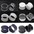 Alisouy White Black Transparent Acrylic Ear Tunnel Plug Ear Gauges Piercing Double Curved Saddle Expander Stretcher Body Jewelry