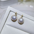 Cute Lucky Zircon Snake Design Freshwater Pearl Stud Earrings Premium Quality Stud Earrings for Women