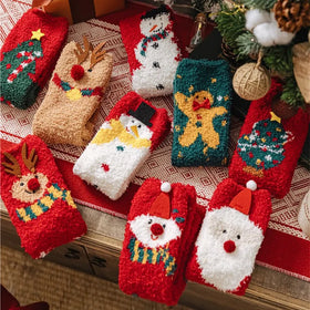 16 Designs Women's Winter Coral Fleece Fluffy Christmas Socks Warm Soft Cozy Sock